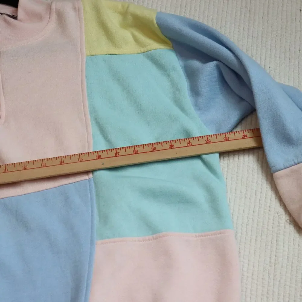 Vintage Gitano Colorblock Quarter Zip Sweatshirt Pastel Pullover Size M - Picture 5 of 6